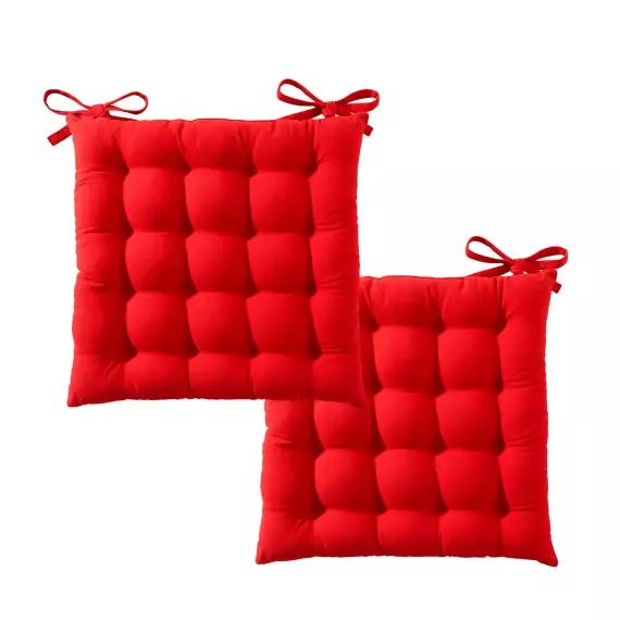 Lot de 2 galettes de chaise rouge 40×40 en polyester