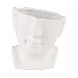 Cache-pot visage H. 16 cm UMBERTO Blanc