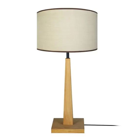 Lampe a poser bois naturel et blanc