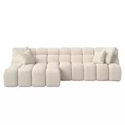 Canapé d’angle gauche 2 places en tissu beige
