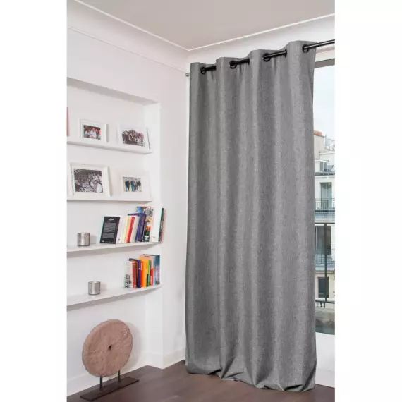 Rideau occultant total gris 135 x 260