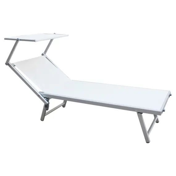 Bain de soleil avec toit en aluminium et pvc blanc