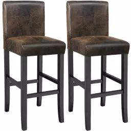 Lot de 2 chaises de bar marron foncé