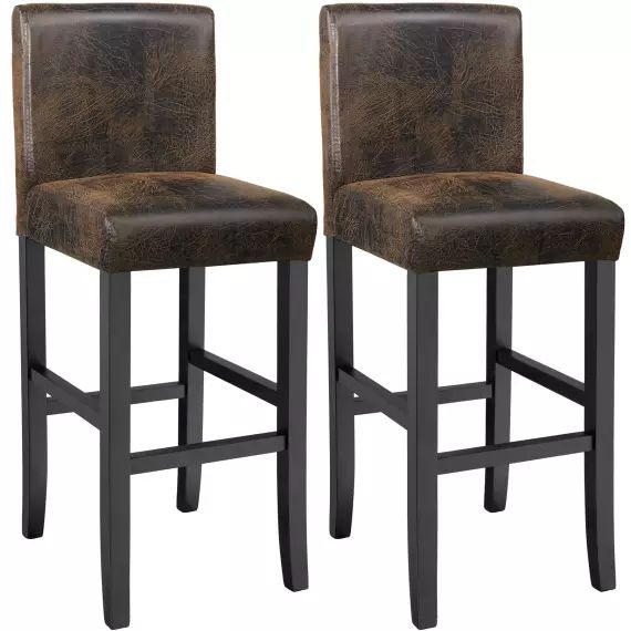 Lot de 2 chaises de bar marron foncé