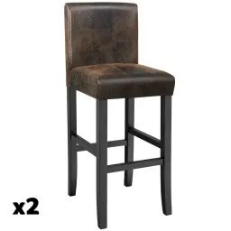 Lot de 2 chaises de bar marron foncé