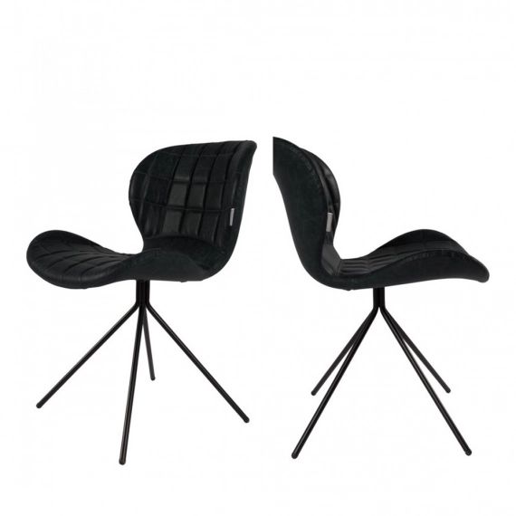 2 chaises design skin noir
