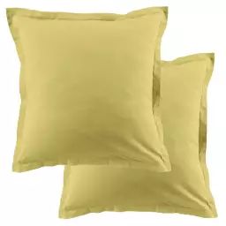 Lot de 2 taies d’oreiller carrées coton jaune dorées 63×63 cm