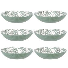 Assiette creuse en porcelaine blanche motif végétal vert