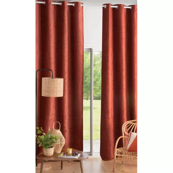 Rideau à œillets en velours terracotta à l&rsquo;unité 140×300