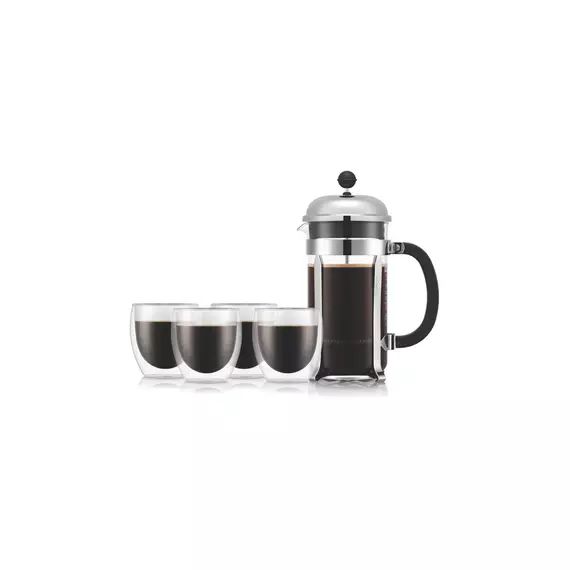 Cafetière Italienne Ou à Piston Bodum Set Cafetière à Piston 10 L 4 Verres Double Paroi 