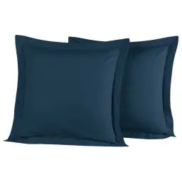 Lot de 2 taies d’oreiller unie percale e Indigo 65×65