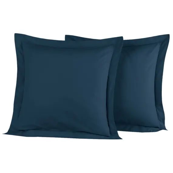 Lot de 2 taies d&rsquo;oreiller unie percale e Indigo 65×65