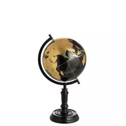 Globe sur pied bois noir/or H41cm