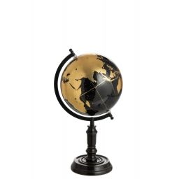 Globe sur pied bois noir/or H41cm