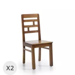 Set de 2 chaises en bois marron