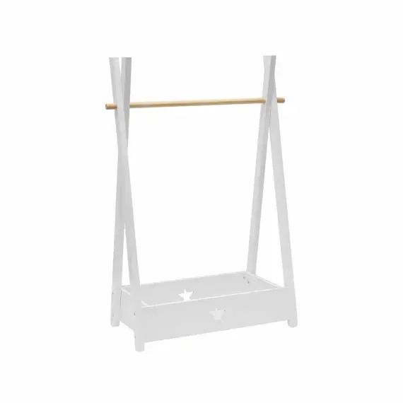 Porte-manteau enfant blanc et marron pour chambre en MDF et pin