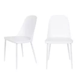 Pip – Lot de 2 chaises en résine et métal – Couleur – Blanc