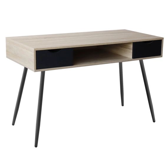 Bureau style scandinave bois avec tiroirs noirs