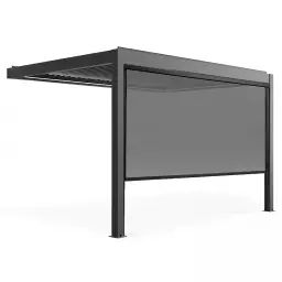 Pergola bioclimatique adossée et motorisée éclairée 3x4m et 1 store