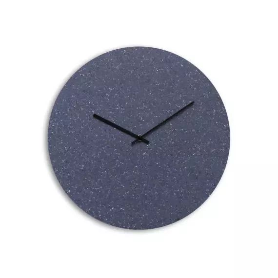 Horloge murale en fibres textiles bleu D38cm