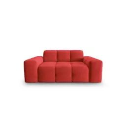 Canapé 2 places en tissu velours rouge