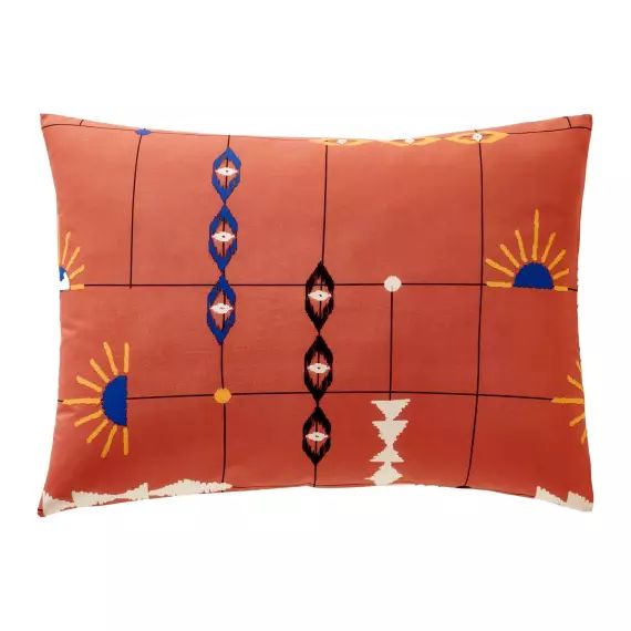 Taie d&rsquo;oreiller réversible 50×70 orange en coton