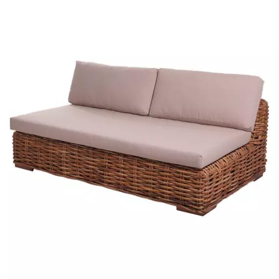 Canapé 3 places en rotin tressé marron