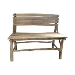 Banc en bois de teck et jonc de mer bois clair