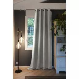 Rideau occultant polyester gris 140×280 cm