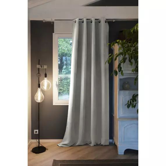 Rideau occultant polyester gris 140×280 cm