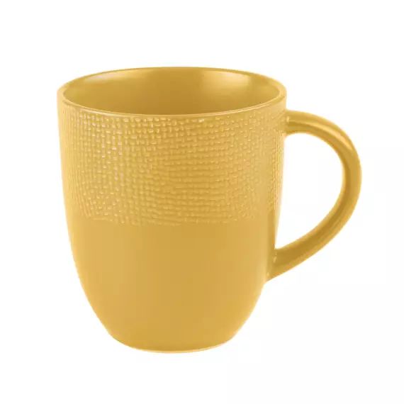 Lot de 6 mugs   safran 30 cl  en grès  jaune