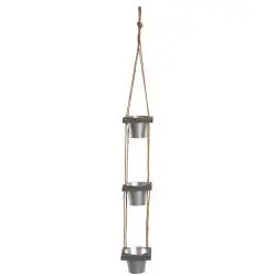 Suspension 3 cache-pots en acier galvanisé 115 cm