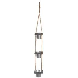 Suspension 3 cache-pots en acier galvanisé 115 cm