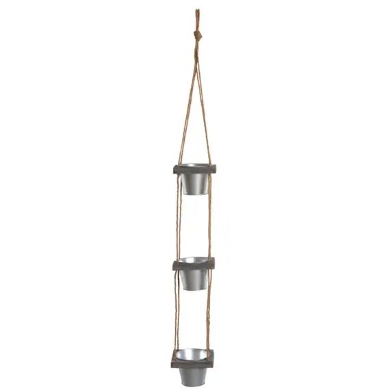 Suspension 3 cache-pots en acier galvanisé 115 cm