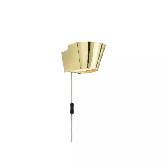 Applique avec prise Tynell en Métal, Laiton poli perforé – Couleur Or – 19.5 x 26.21 x 13.5 cm – Designer Paavo Tynell