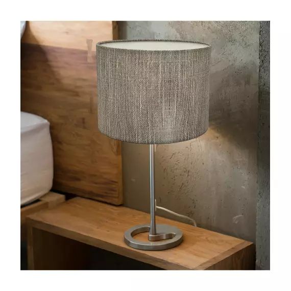 Abat-jour chevet Effet Lin Gris Clair Ø 20 x H 15