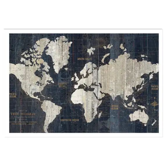 Affiche carte du monde voies navigables sans cadre 90x60cm