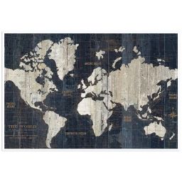 Affiche carte du monde voies navigables sans cadre 90x60cm