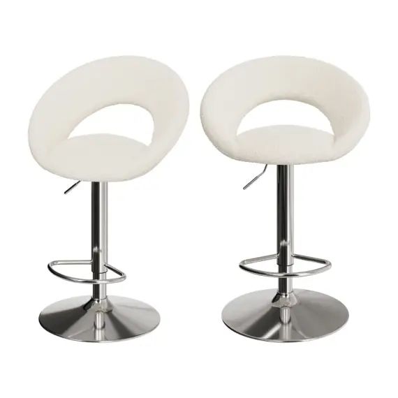 Chaise de bar en tissu bouclé crème 61/76,5 cm (lot de 2)