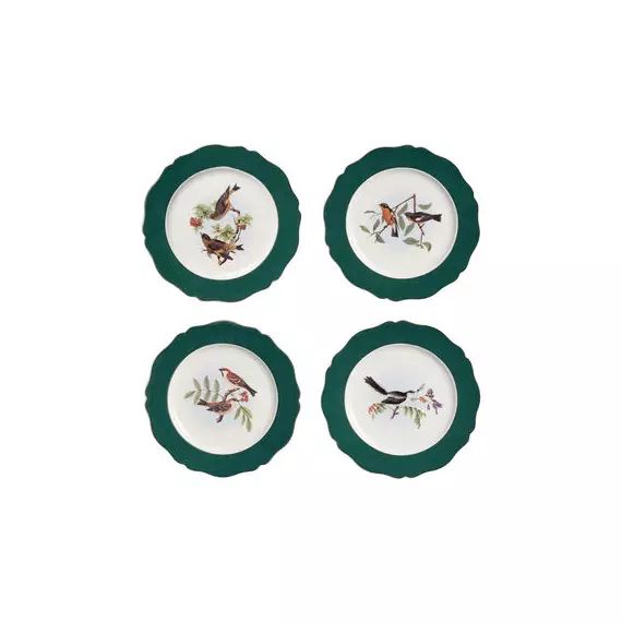 Assiette à dessert Fauna en Céramique, Porcelaine – Couleur Vert – 21.5 x 21.5 x 2.5 cm