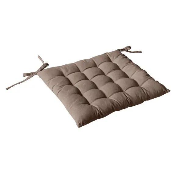 Galette de chaise piquée 16 points en coton et nouettes vison 38 x 38