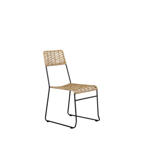 Eva – Lot de 2 chaises de jardin en métal et résine tressée – Couleur – Naturel