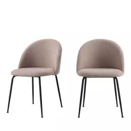 Geneve – Lot de 2 chaises en tissu et métal – Couleur – Taupe
