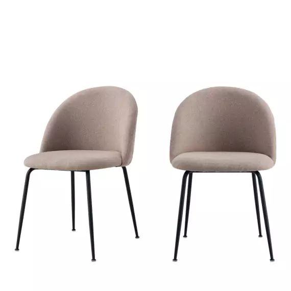 Geneve – Lot de 2 chaises en tissu et métal – Couleur – Taupe