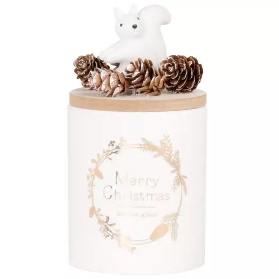 Bougie de Noël parfumée en céramique blanche et dorée, 180g