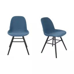 Chaise design en tissu bleu