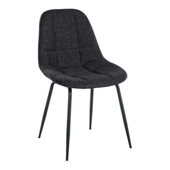 Chaise de salle à manger avec pieds métal assise en tissu Gris foncé