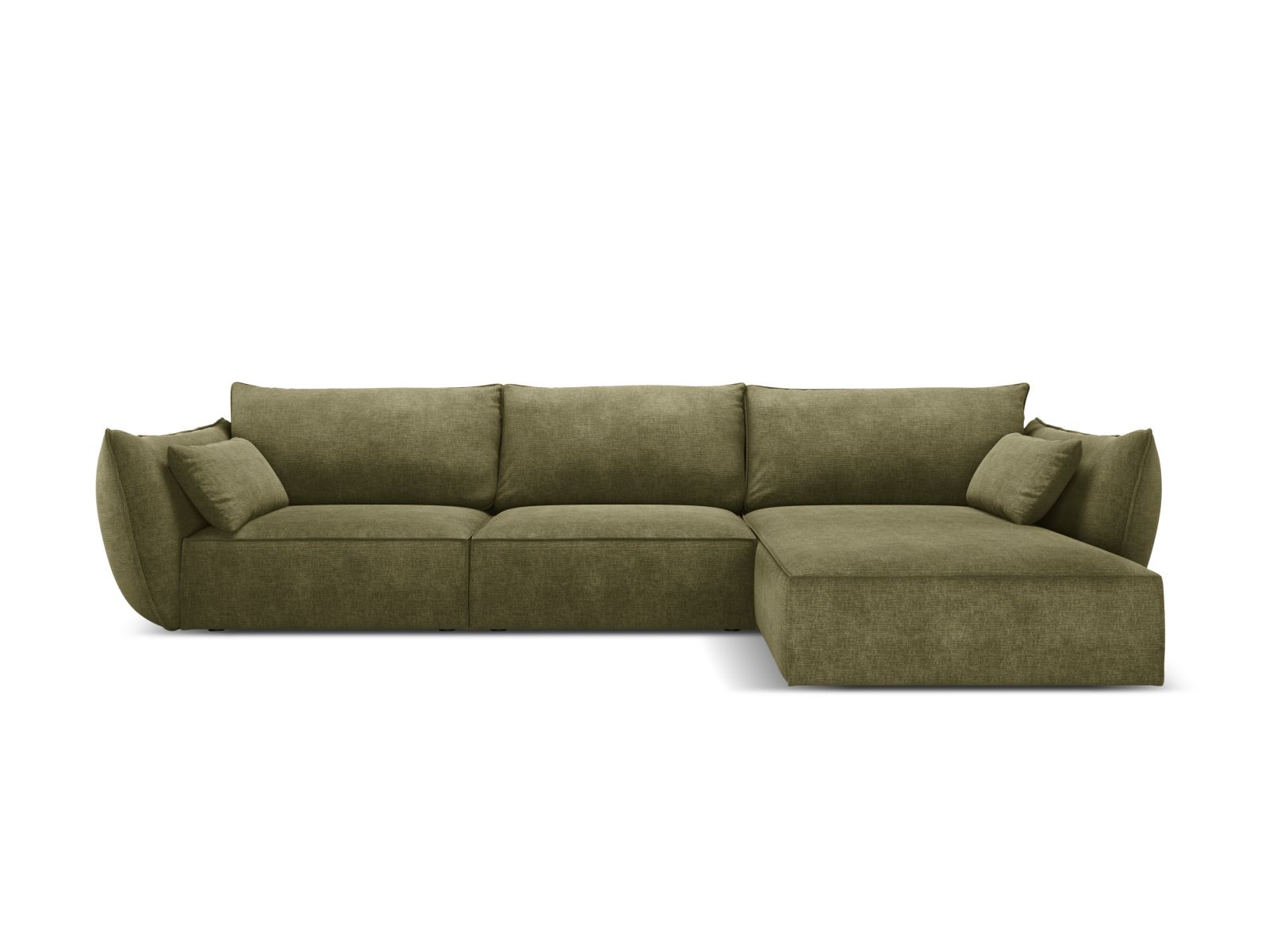 Canapé d’angle droit 4 places en tissu chenille vert