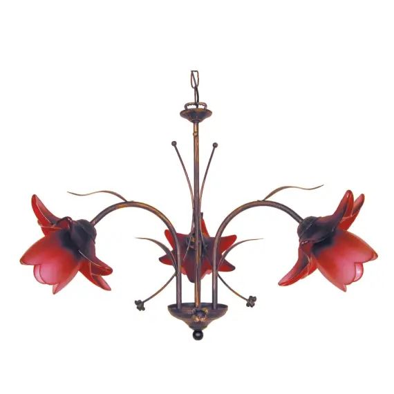 Lustre métal  marron doré et rouge