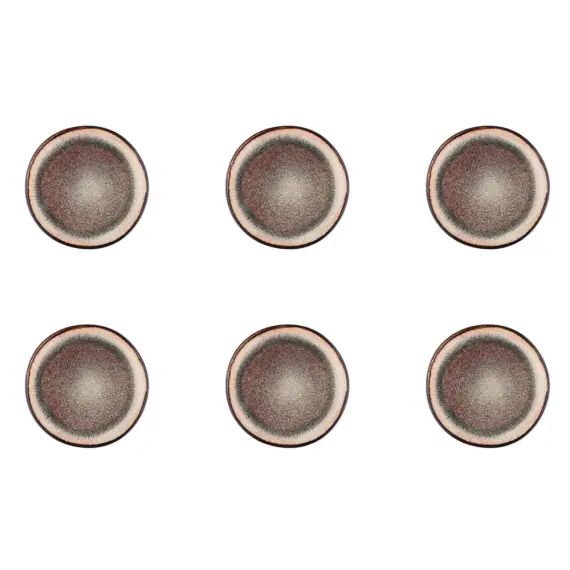 Lot de 6 petites assiettes en grès marron D16